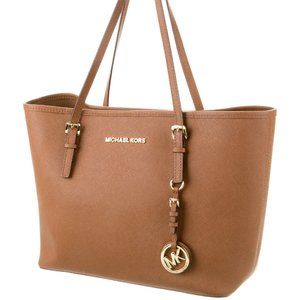 MICHAEL KORS Saffiano Leather Tote Bag - Large, Toffee / Gold Accent